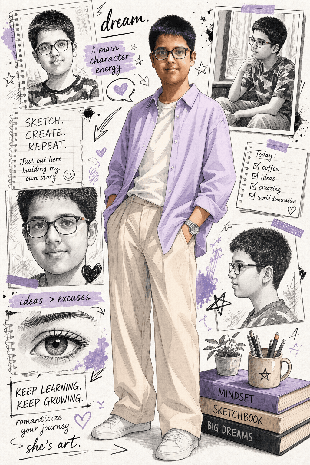 Create a premium 3:4 vertical aesthetic collage poster using