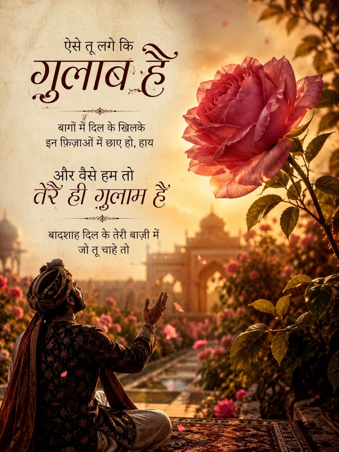 एक तस्वीर बन जाए जिसमें ग़ुलाब और मोहब्बत का एहसास हो