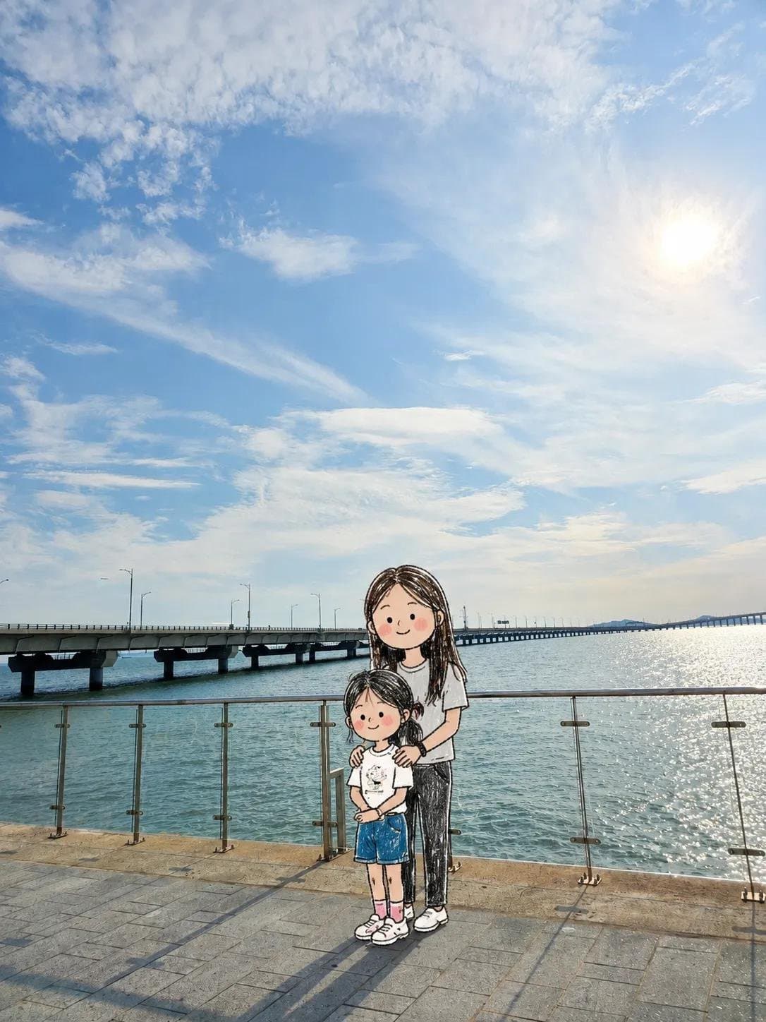 Transform people in the photo into adorable hand-drawn doodle characters while k