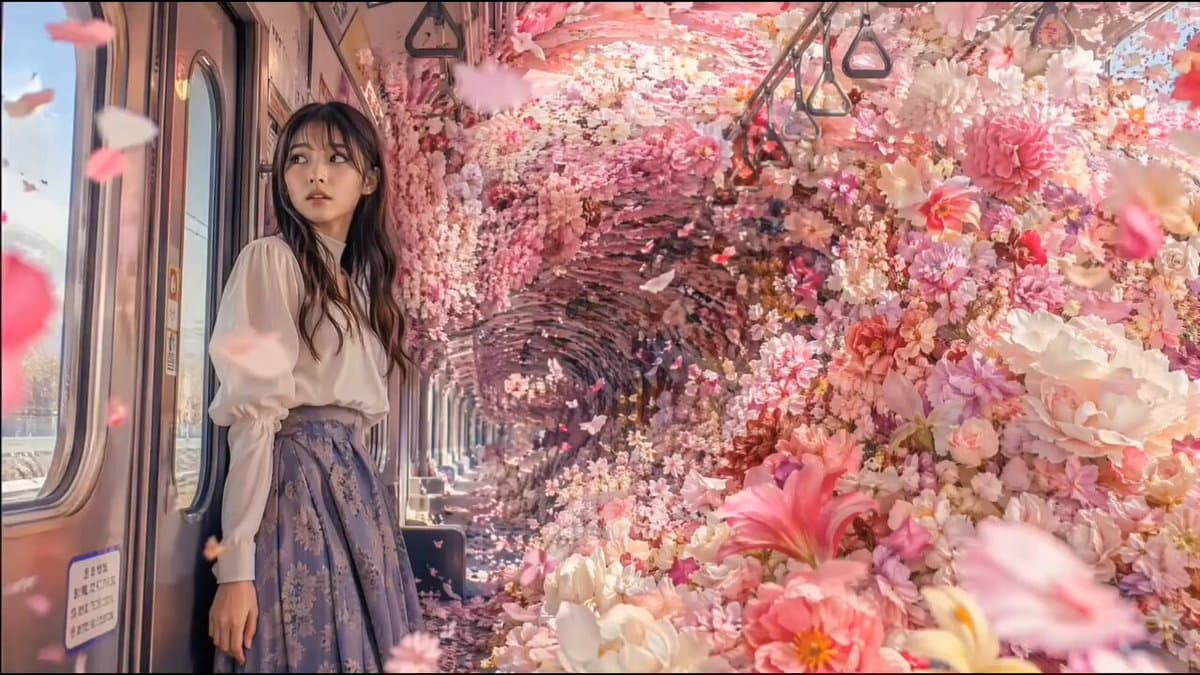 Ultra-realistic cinematic fantasy portrait of a beautiful young woman inside an 