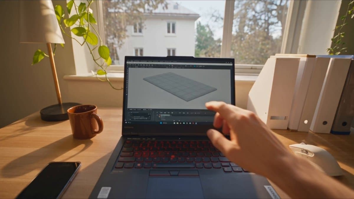 Photorealistic first-person mixed-reality video, natural window daylight mixed w