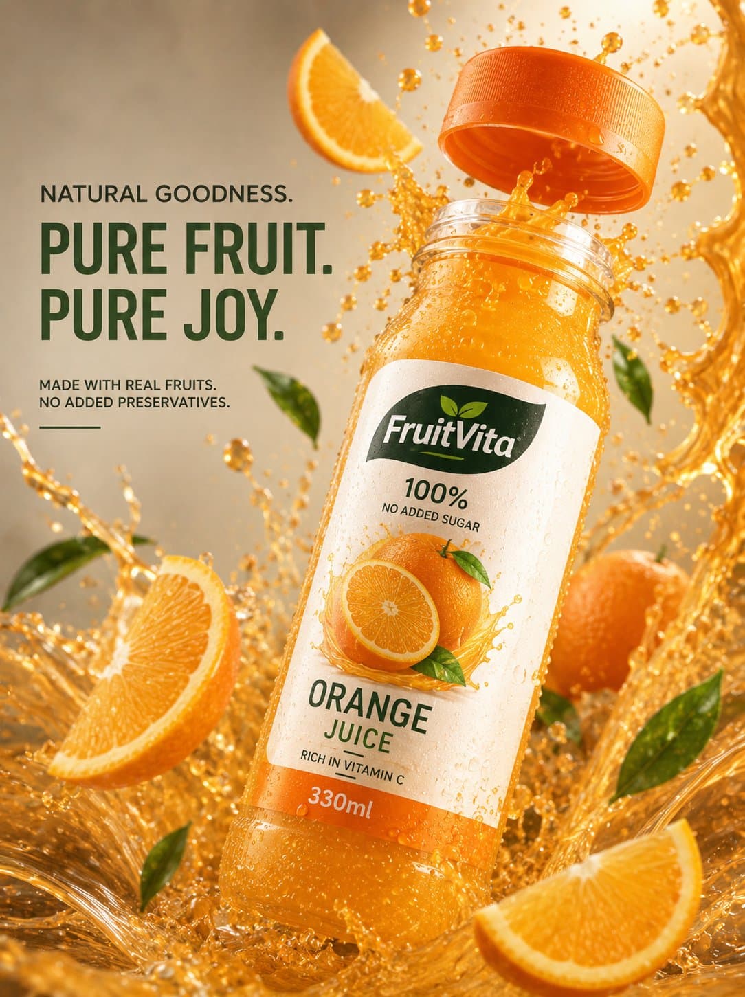 Create a premium cinematic orange juice commercial using the provided reference 
