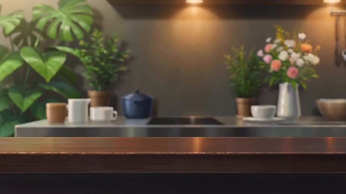 Anime-style short video showing a fruit smoothie bowl being made step-by-step: s