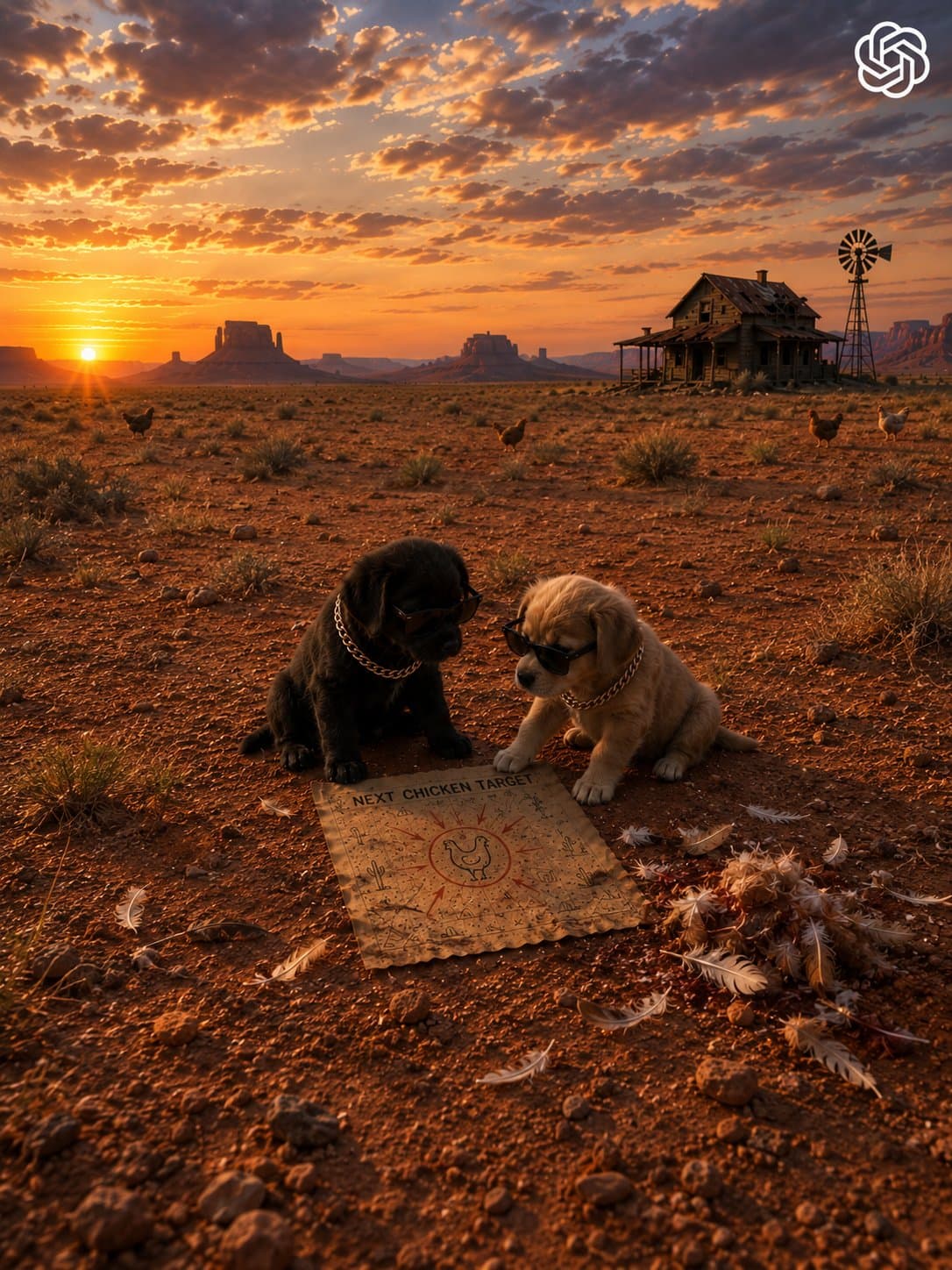 A cinematic, photorealistic wide-angle scene in a vast remote American desert at