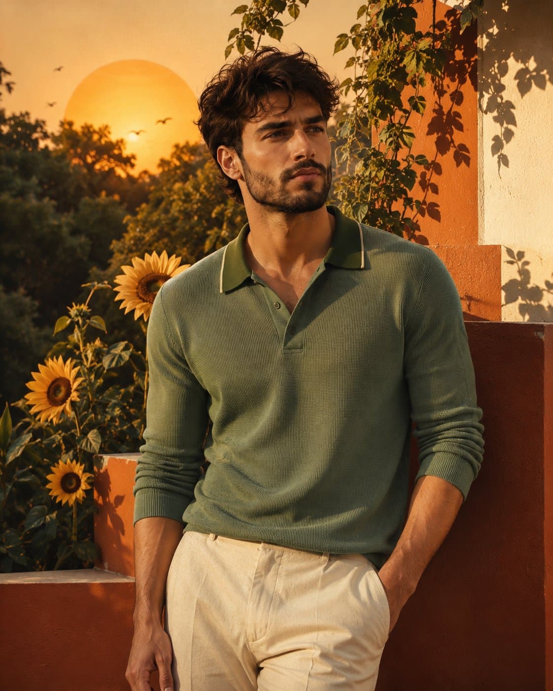 Ultra-realistic cinematic editorial fashion portrait of a strikingly handsome yo