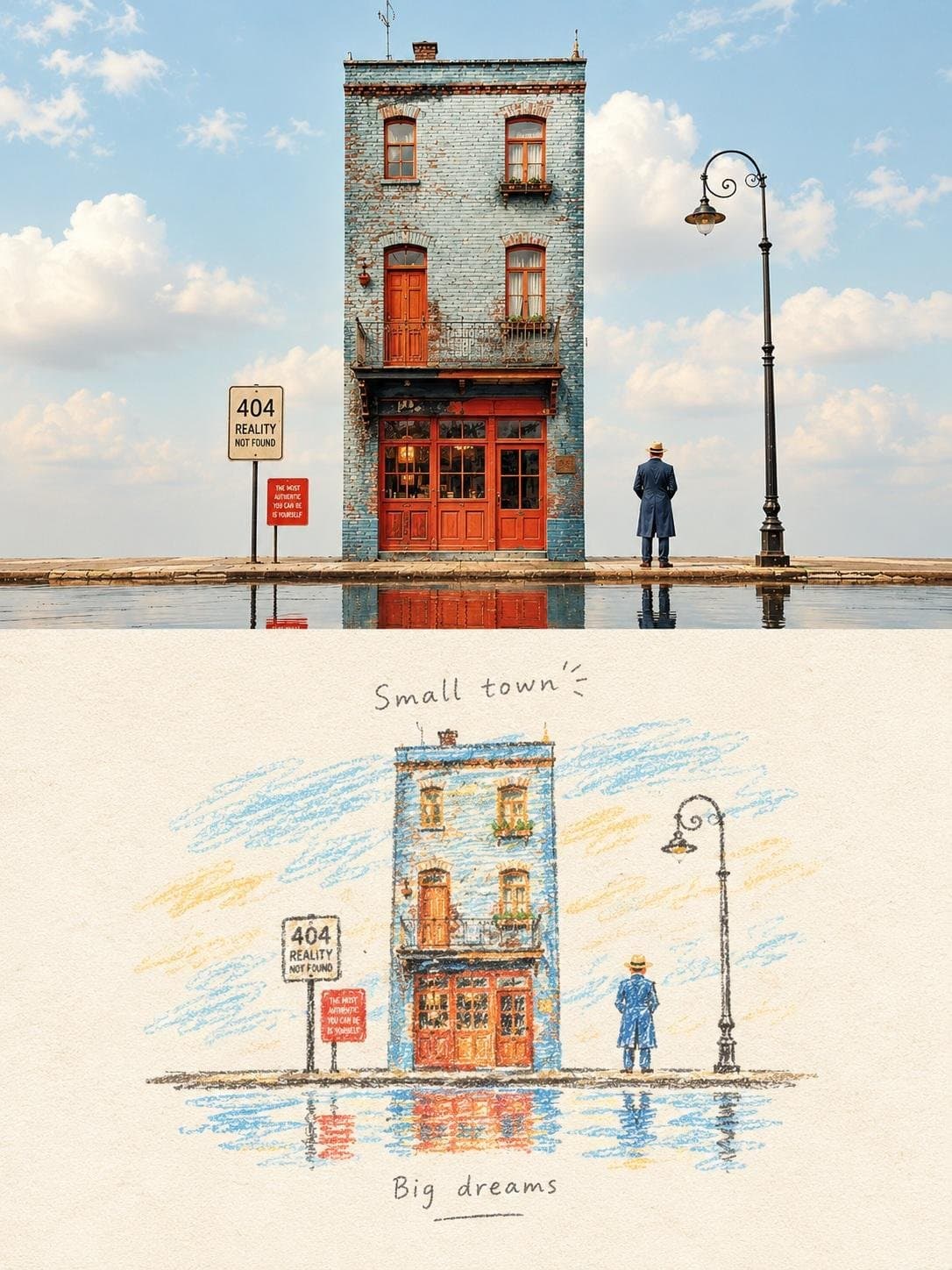 Transform the reference photograph into a delicate hand-drawn travel journal ill